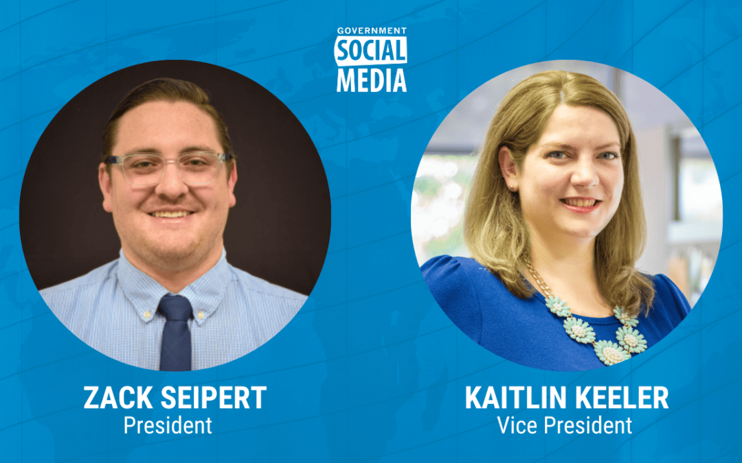 Image of Zack Seipert, Government Social Media Association President and Kaitlin Keeler, Government Social Media Association Vice President